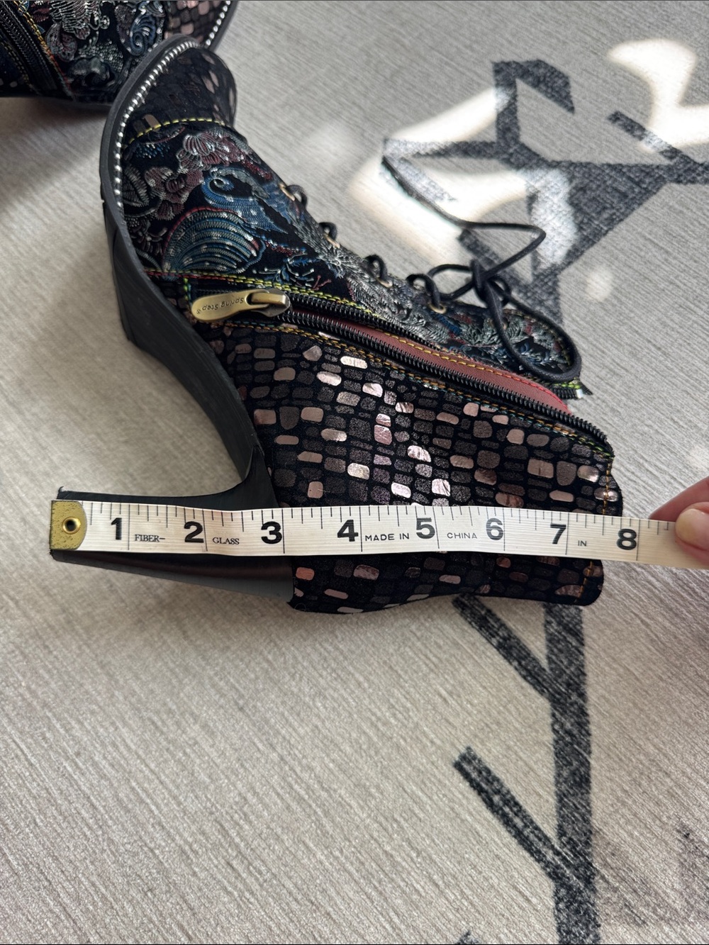 L’Artiste by Spring Step Glitterail Metallic Floral Ankle Boots EU 41 US 9.5-10 - Picture 16 of 16